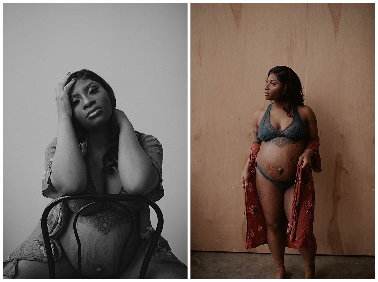 sacred maternity boudoir, blue lingerie set