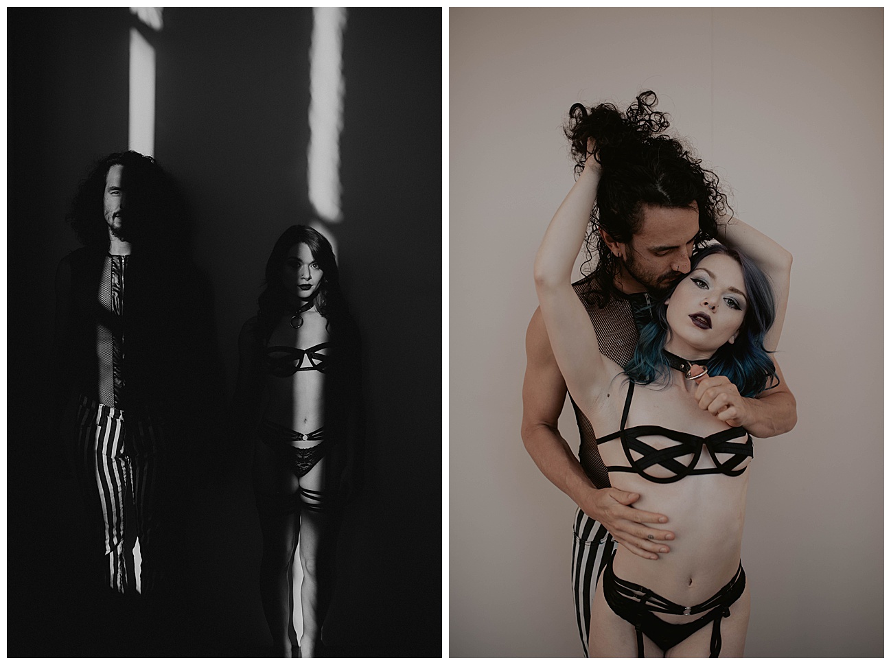 black striped pants, kink couples session, 