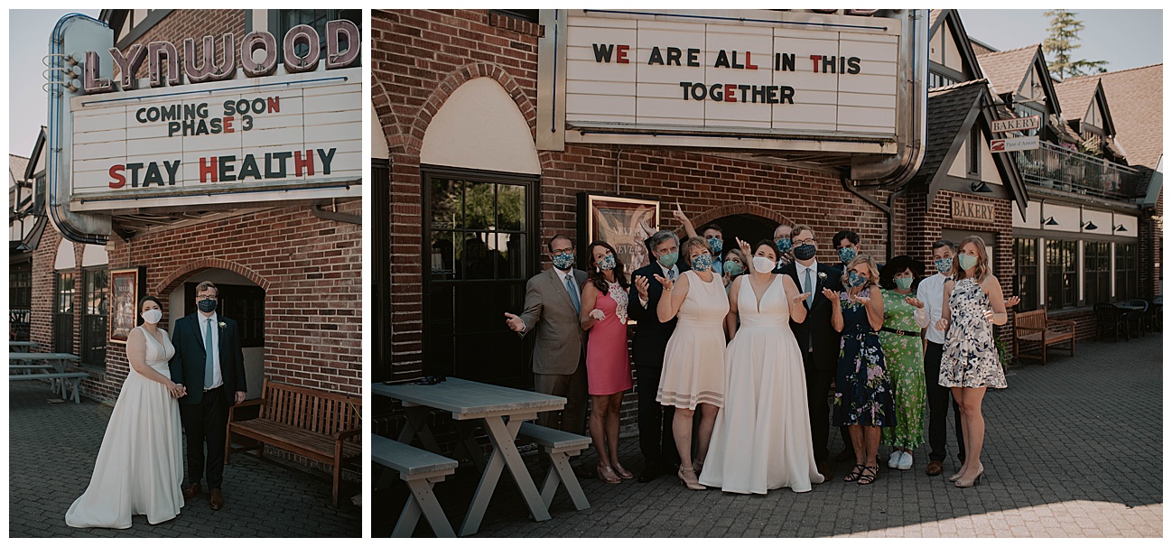 wedding group wearing masks during covid 