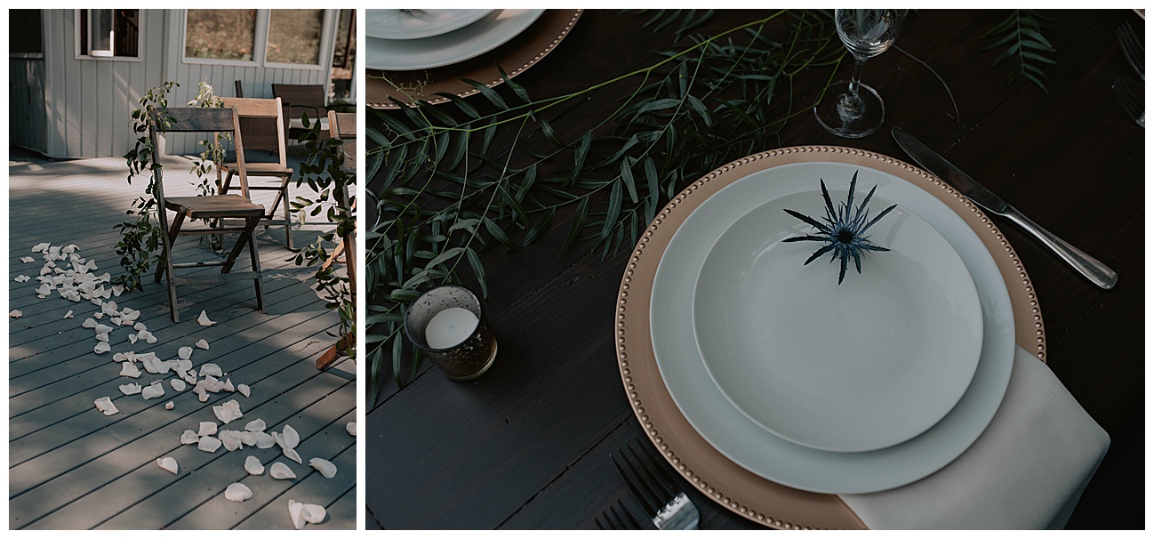 wedding table decor for intimate air bnb wedding on bainbridge island 