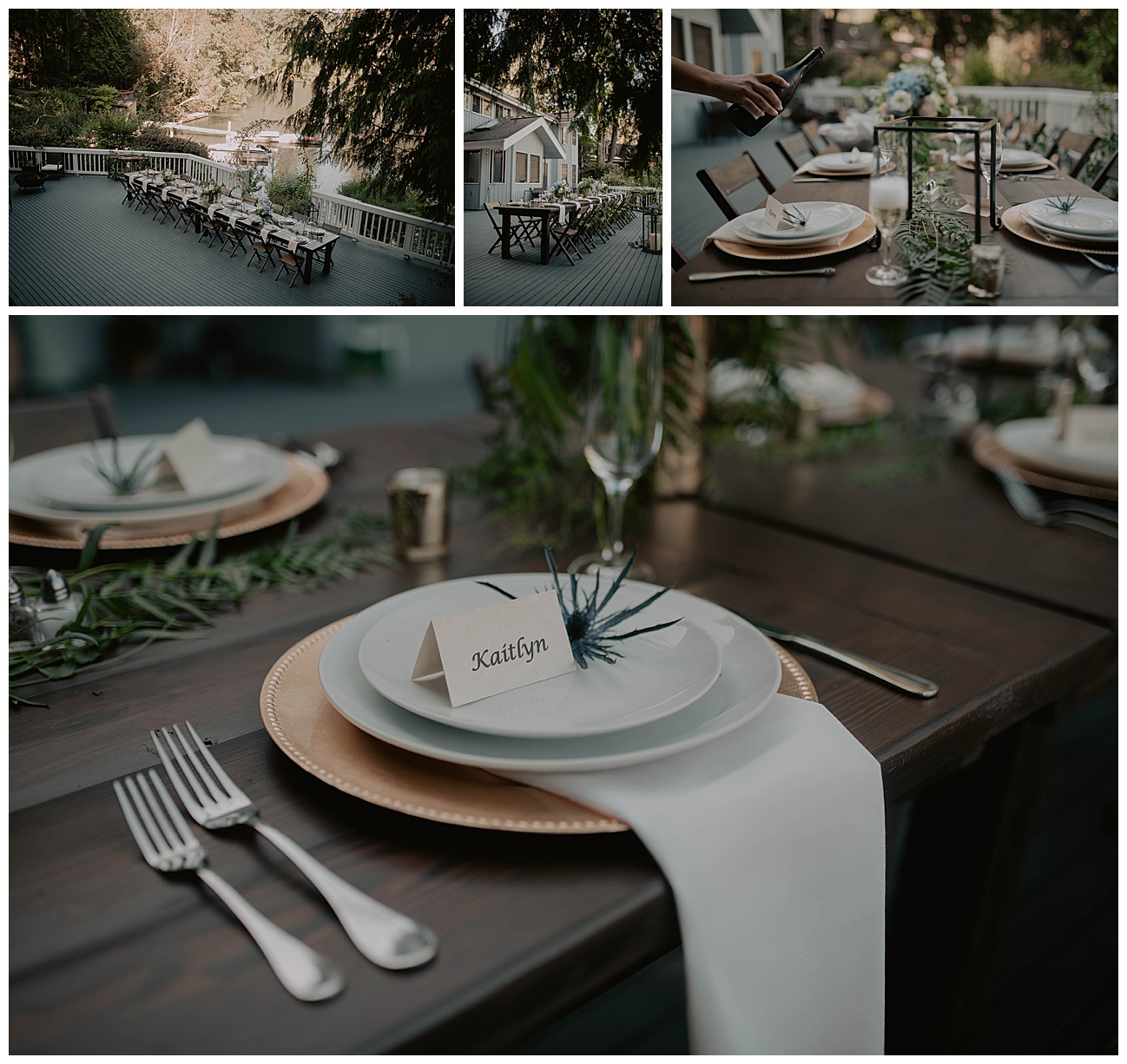 intimate table setting on porch for small covid wedding