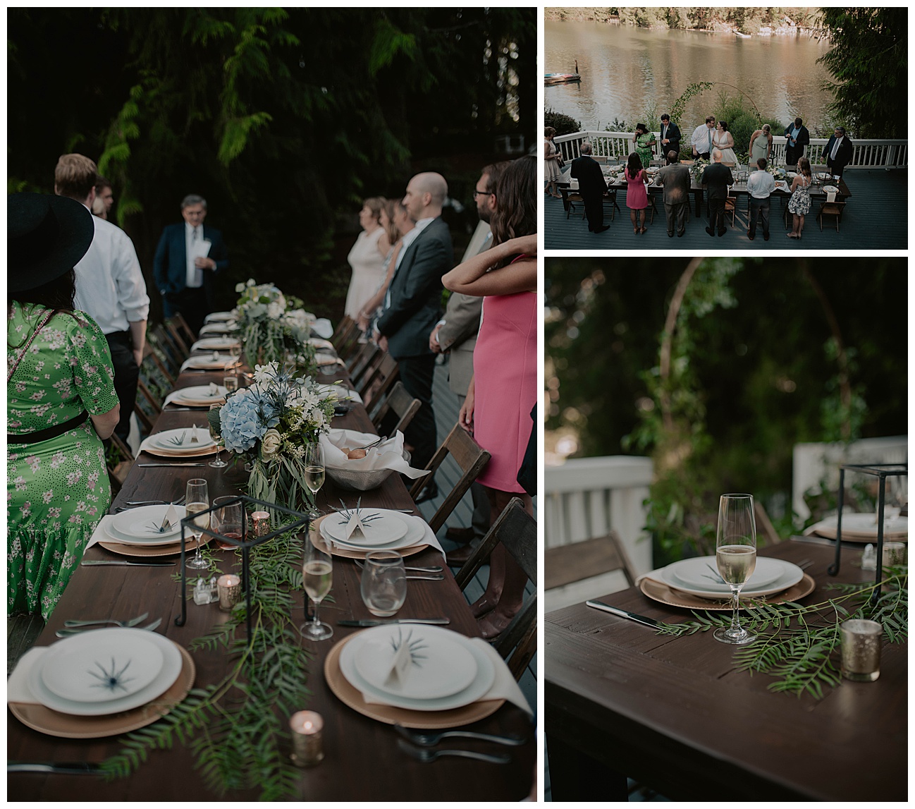 table set up for intimate wedding on back porch of an air bnb