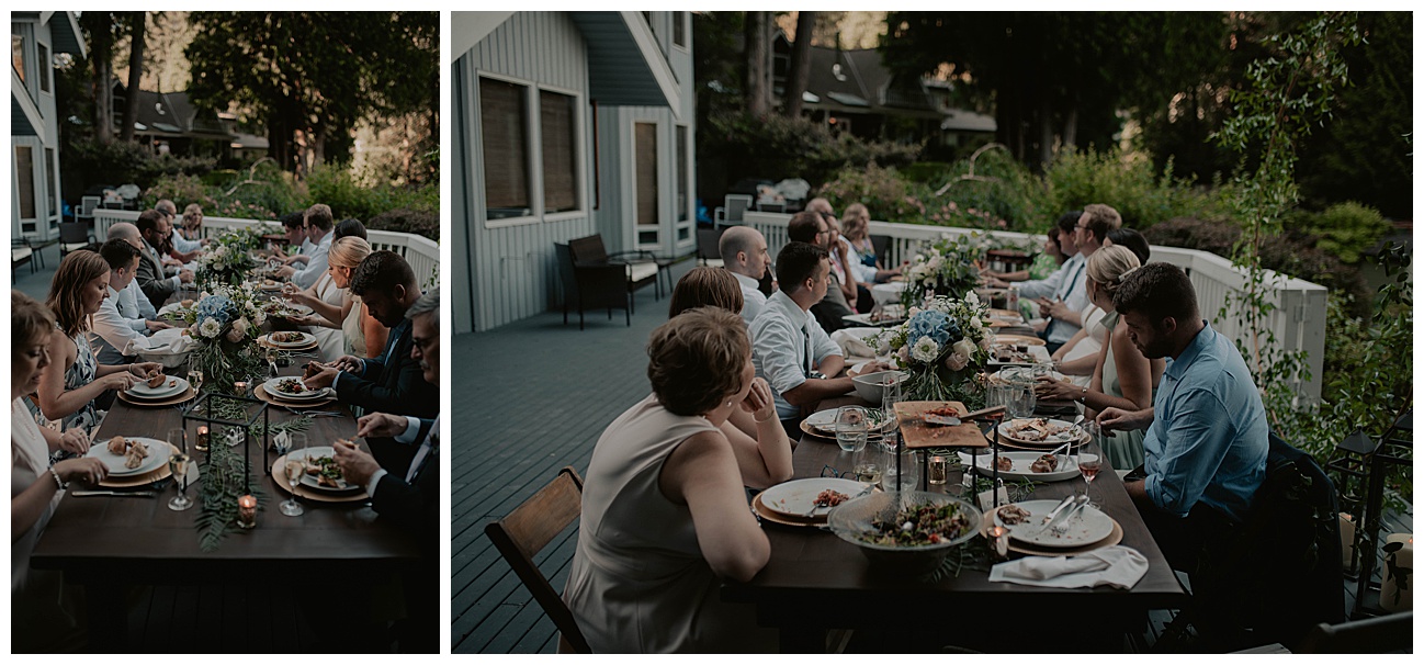 small wedding reception on back porch during covid