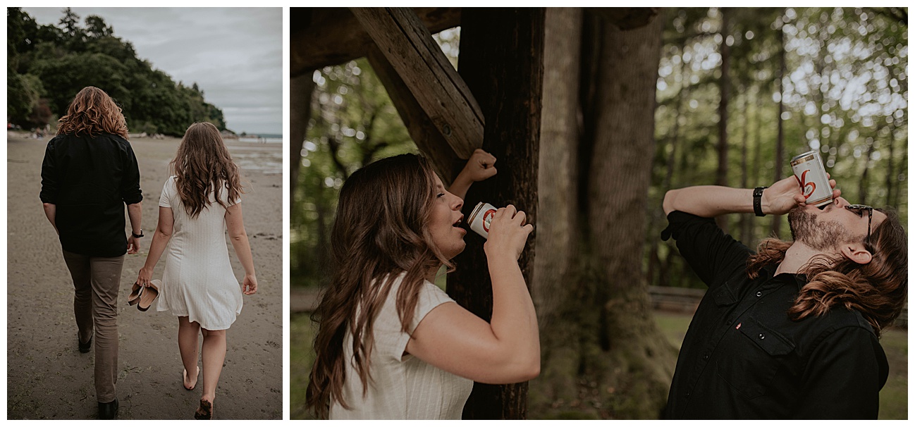 barefoot on the beach, rainier beer