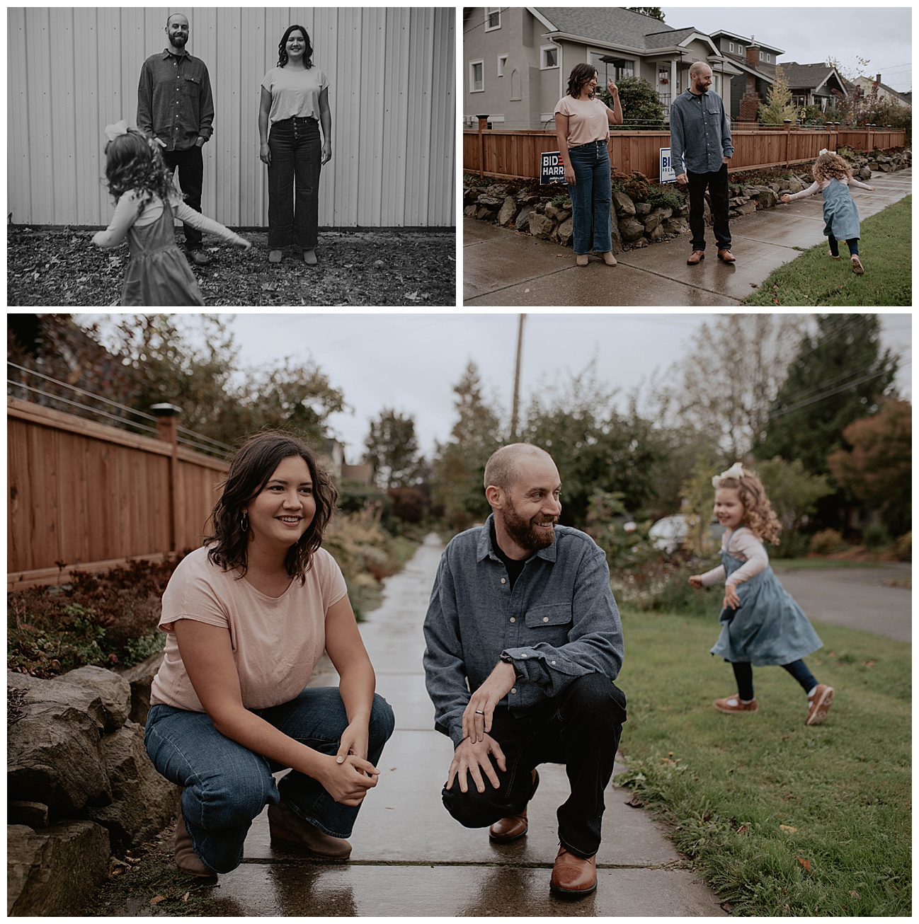 family of three at home 