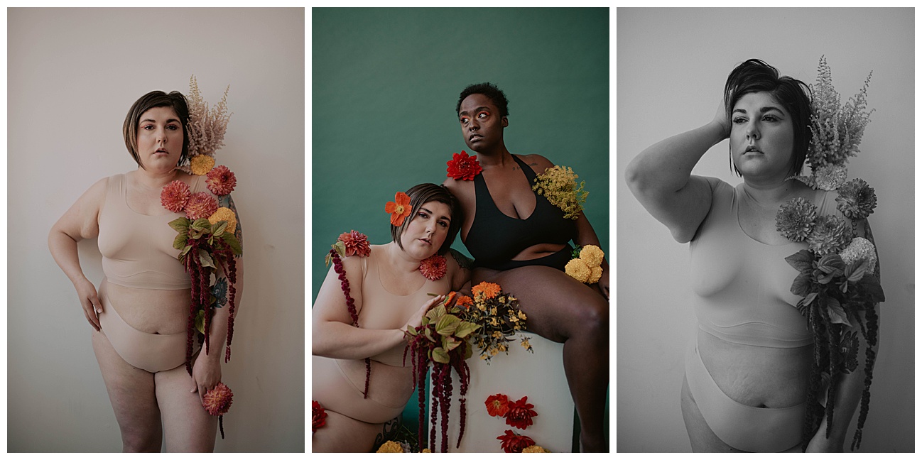 florals styled session boudoir posing