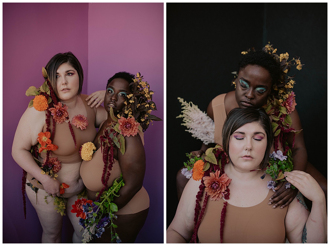 colorful florals, styled boudoir session 