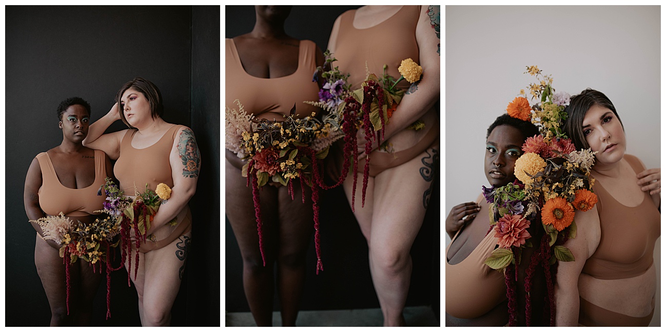 floral arrangement for boudoir session 