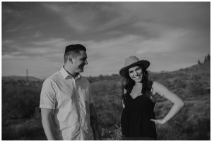 arizona desert, engaged couple