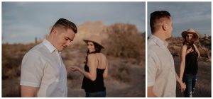 arizona desert, engaged, couple in love