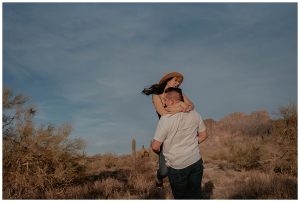 arizona desert, engaged couple