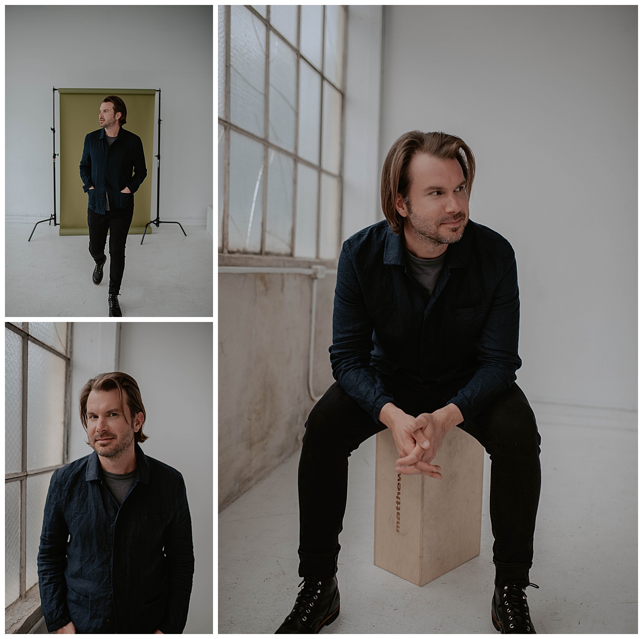 howie day posing in downtown seattle studio space