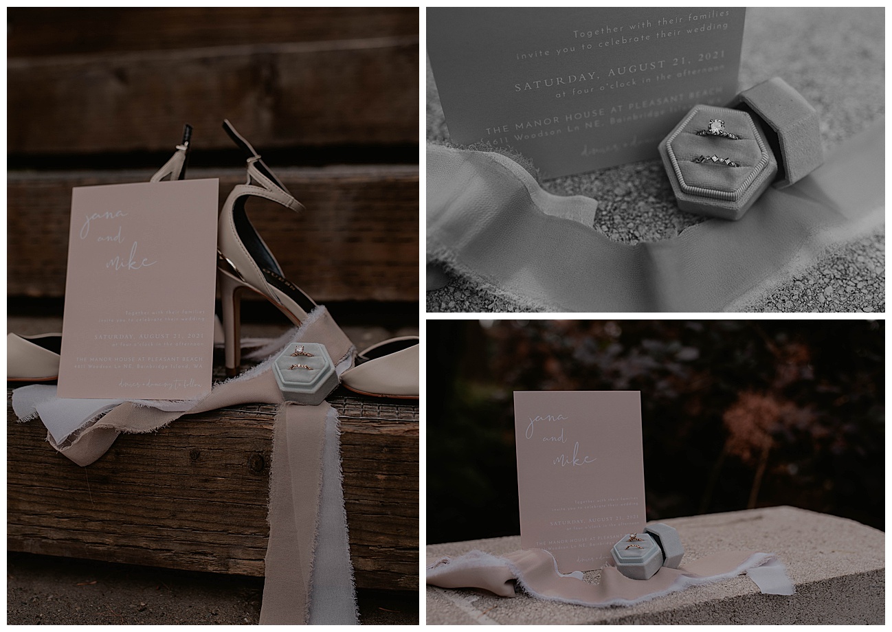 wedding invitation and rings