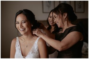getting ready, wedding necklace and earrings