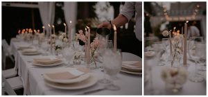 wedding table, pink candles,