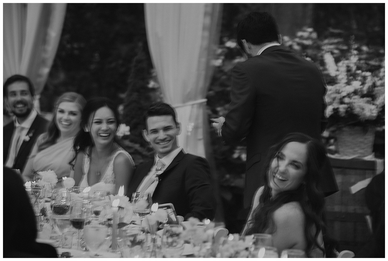 wedding toasts to bride and groom during the wedding reception 