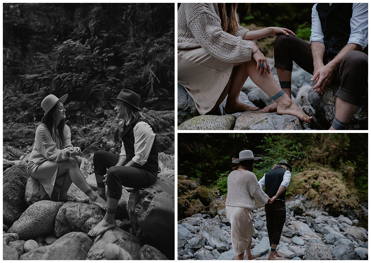 Adventure Engagement- Couples boudoir session with Kelly and Conner in the Cascade Mountains by Kendra K Photo kendrakphoto.com couple river inspired engagement session