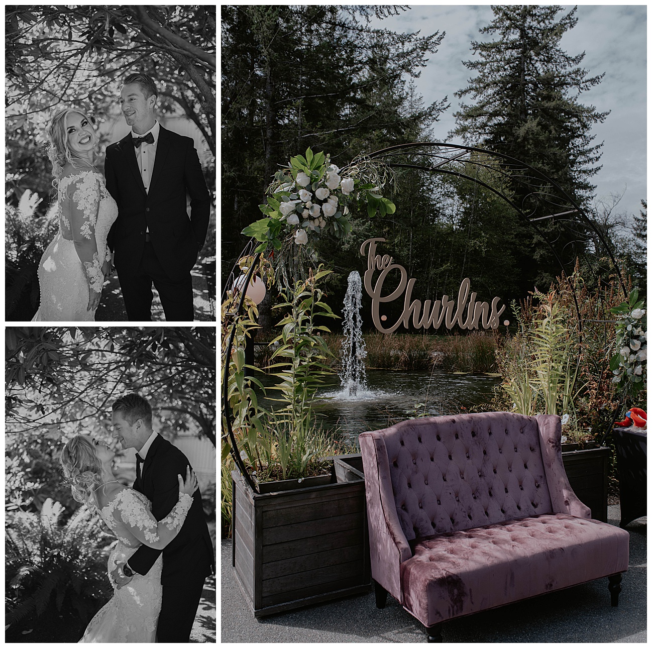 last name wedding decor at gray bridge venue