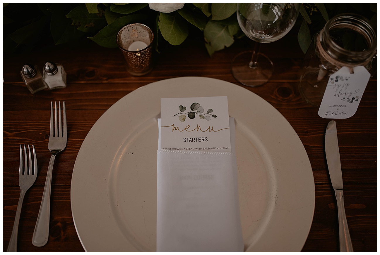 place setting at wedding in pacific northwest