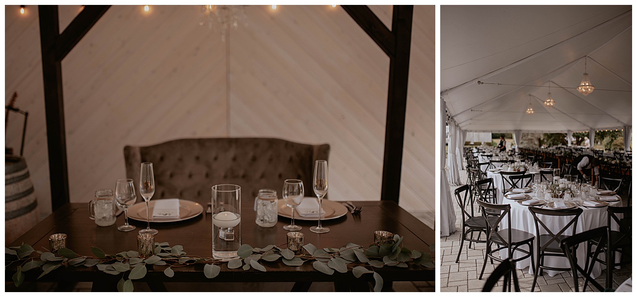 wedding reception set up at gray bridge venue