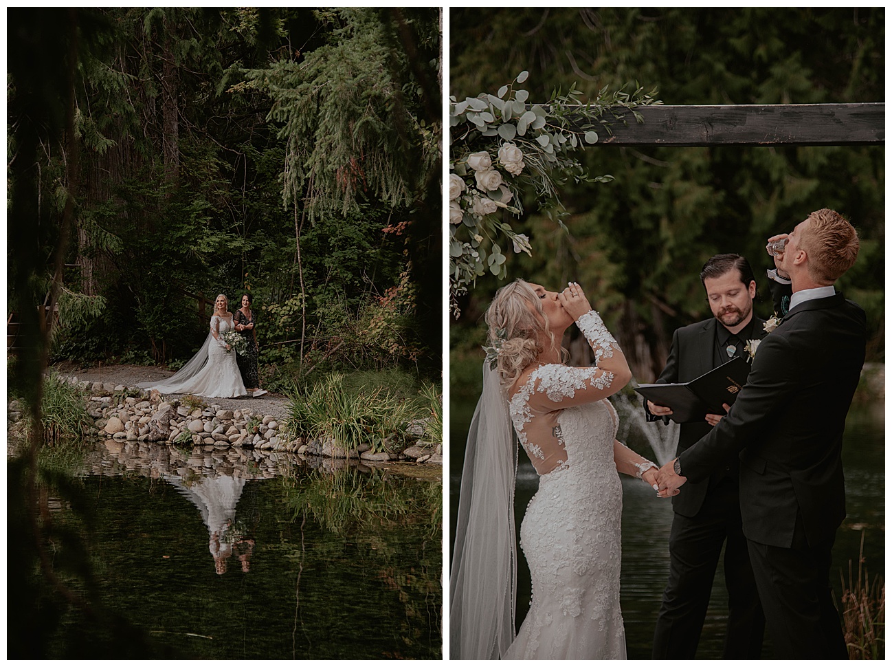 wedding ceremony shots with bride and groom