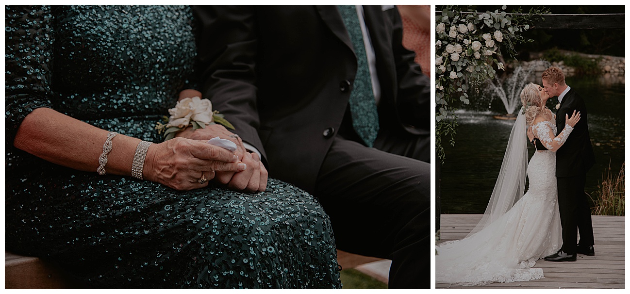grooms parents holding hands during the ceremony