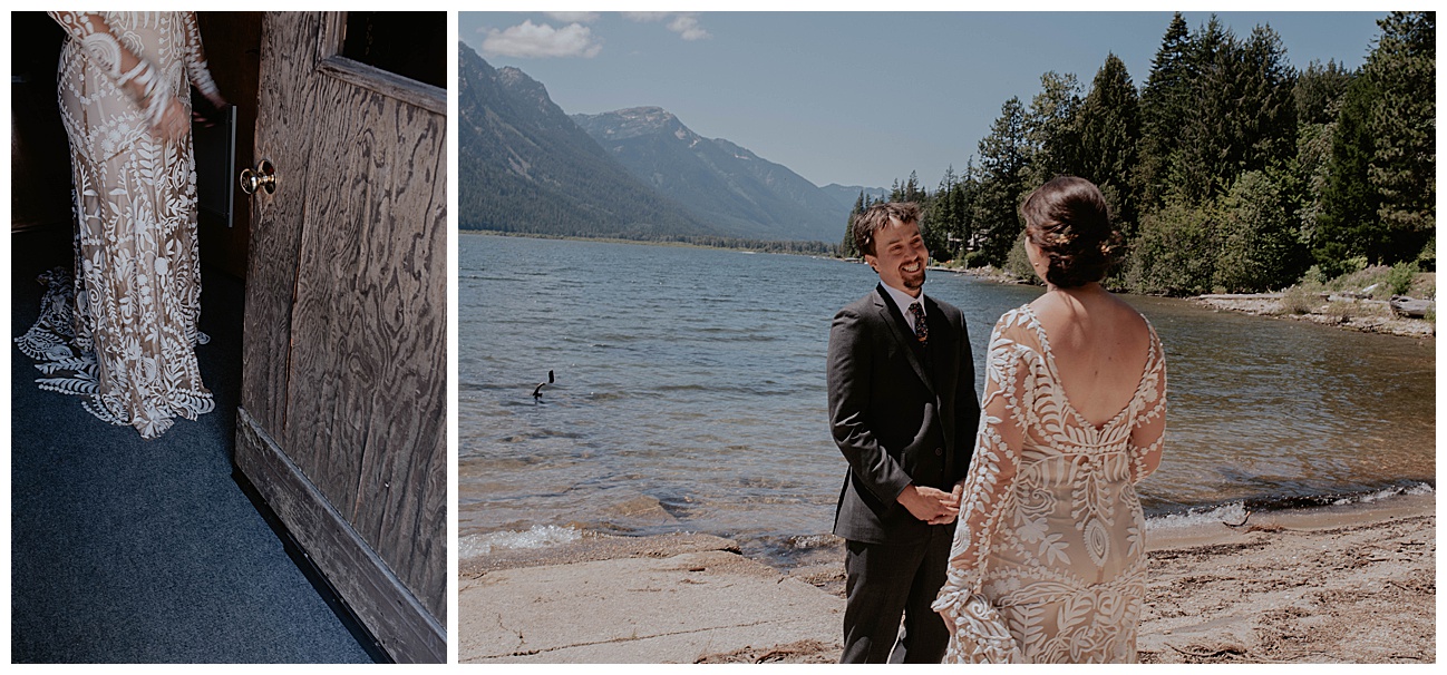 bride in bohemian wedding dress 